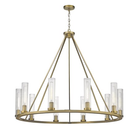 Z-Lite Beau 10 Light Chandelier, Rubbed Brass & Clear 3031-10RB